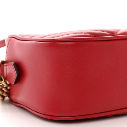 Gucci Calfskin Matelasse Small GG Marmont Chain Shoulder Bag Hibiscus Red 9 of 11