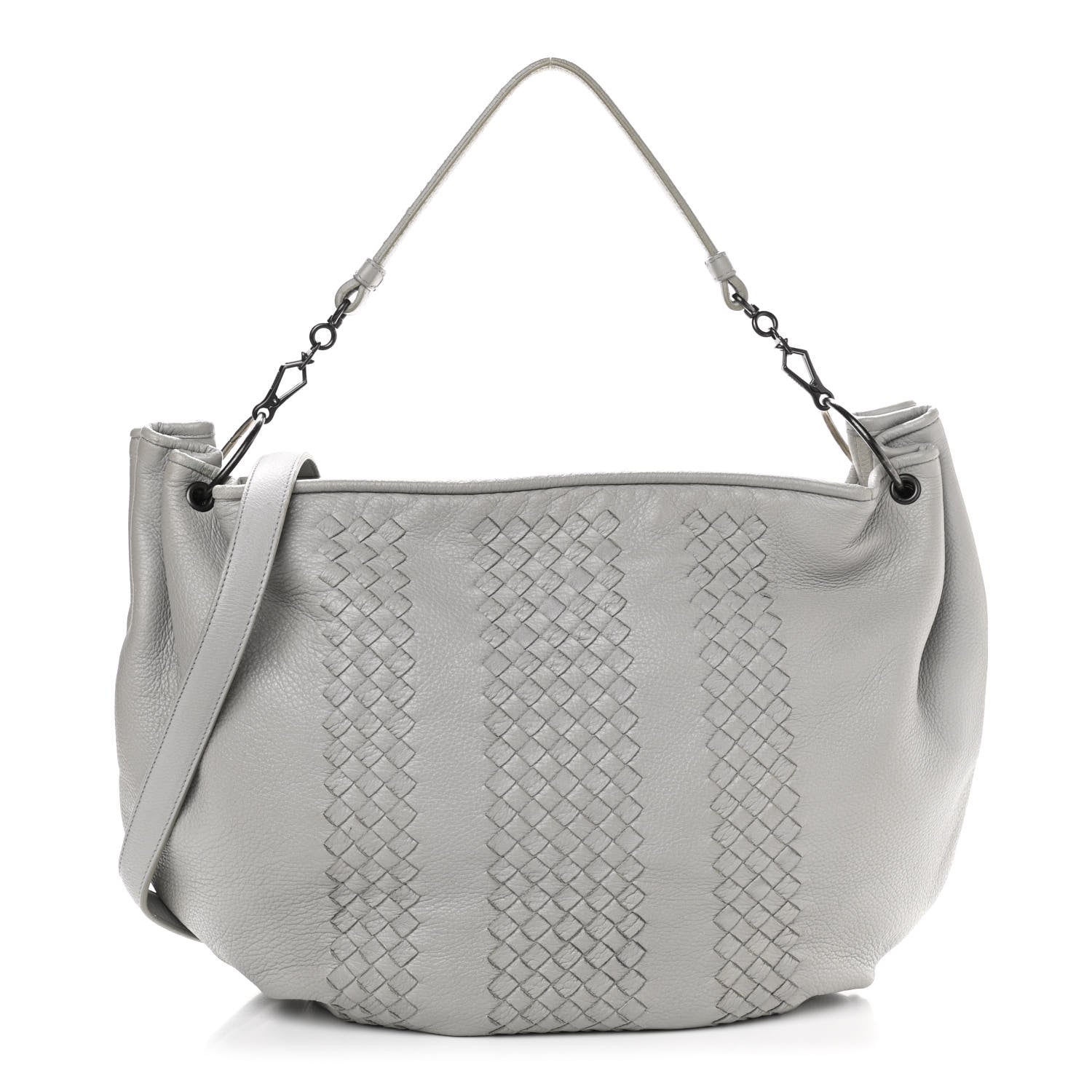 Bottega Veneta Cervo Deerskin Intrecciato Hobo Light Grey 1 of 10