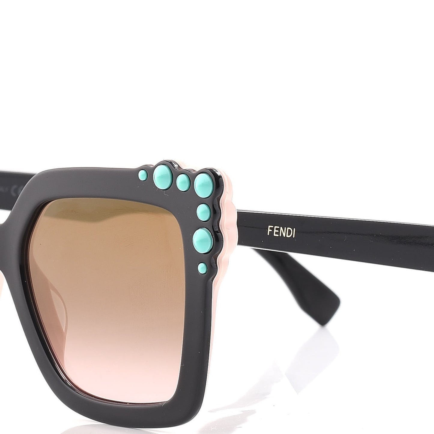 Studded Square Cat Eye Sunglasses FF 0260/S Black Pink