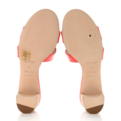 Hermes Patent Oasis Sandals 37 Rose Jaipur 5 of 7