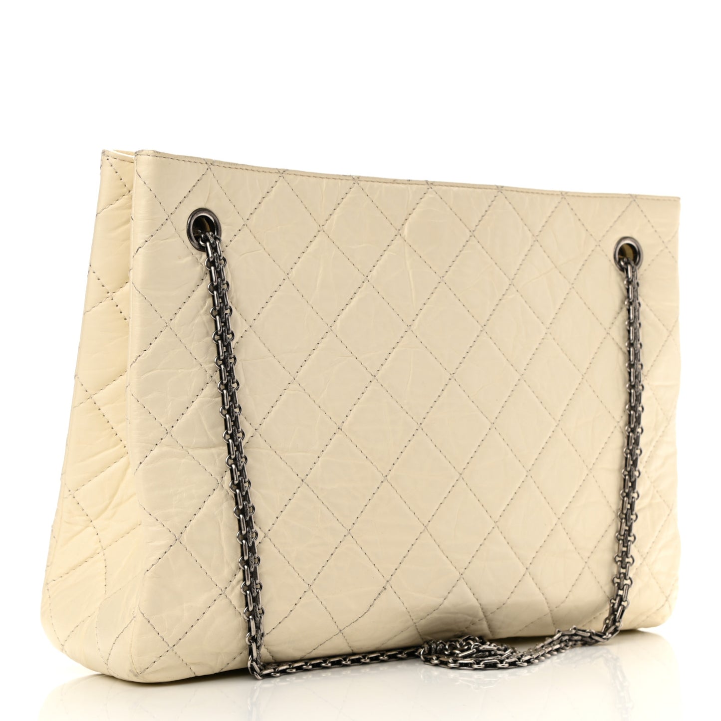 Aged Calfskin Quilted Reissue 2.55 Tote Ivory