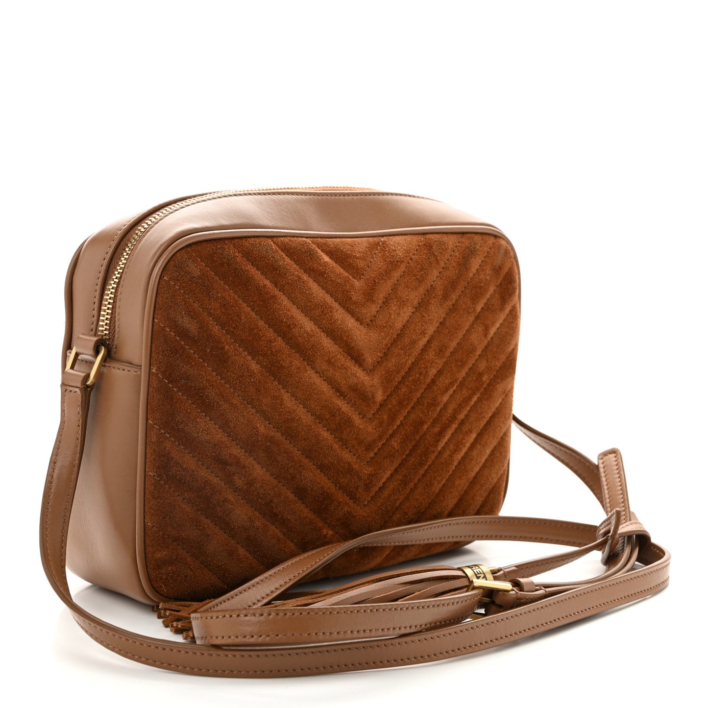 Suede Matelasse Monogram Lou Camera Bag Cinnamon