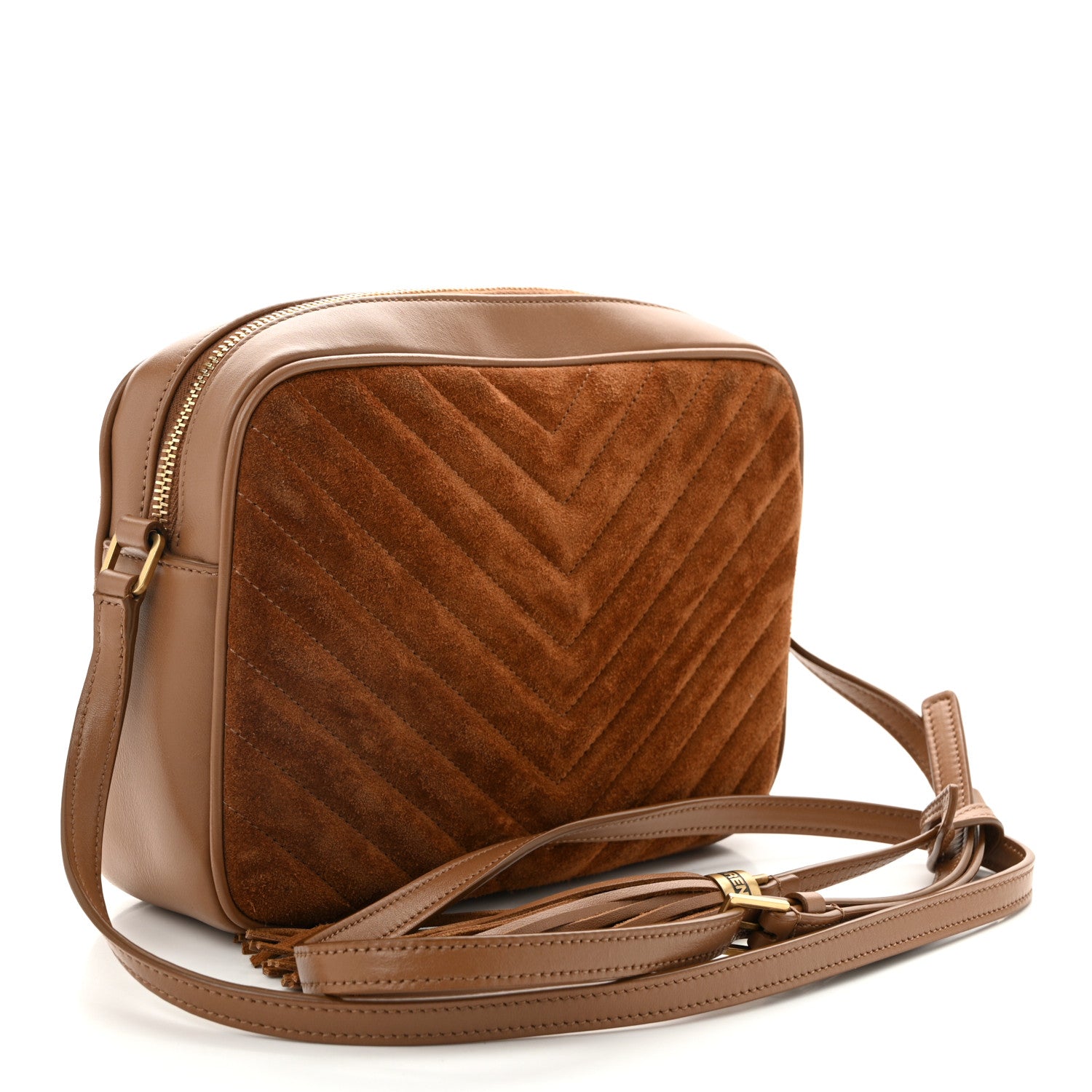 Saint Laurent Suede Matelasse Monogram Lou Camera Bag Cinnamon 2 of 9