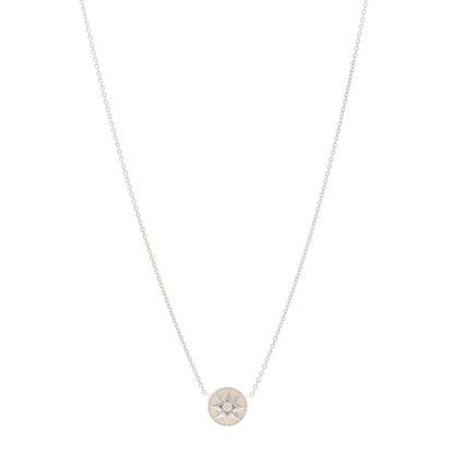 Christian Dior 18K White Gold Diamond Mother of Pearl Rose Des Vents Necklace 1 of 6