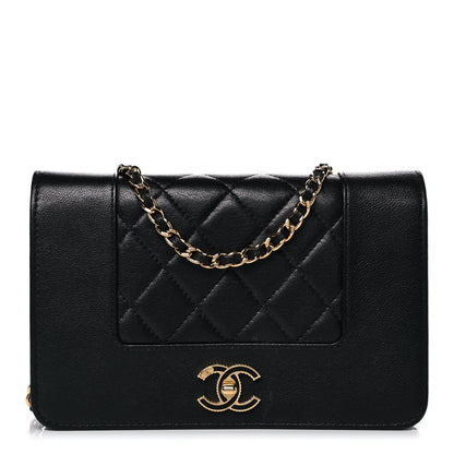 Chanel Sheepskin Quilted Mini Vintage Mademoiselle Wallet On Chain WOC Black 1 of 12