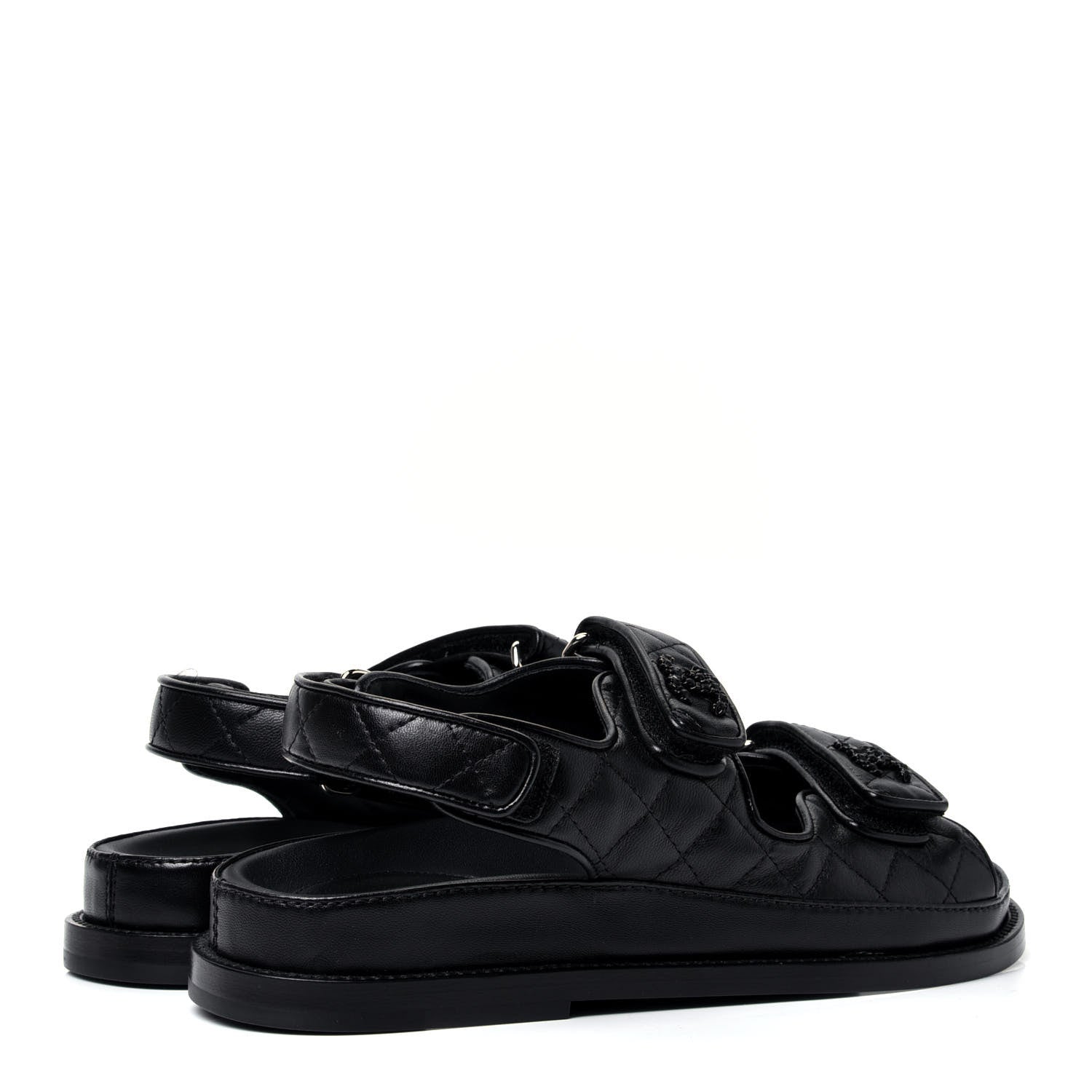 Chanel Lambskin Velcro Dad Sandals 36 Black 3 of 10