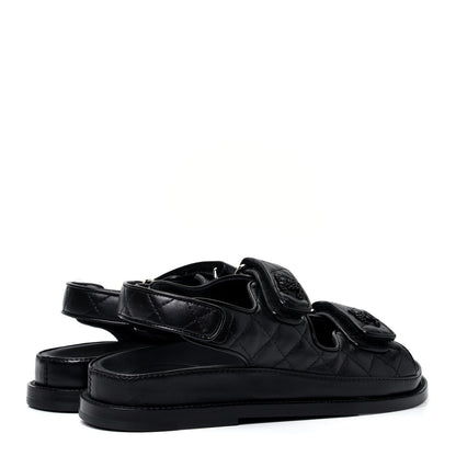 Chanel Lambskin Velcro Dad Sandals 36 Black 3 of 10