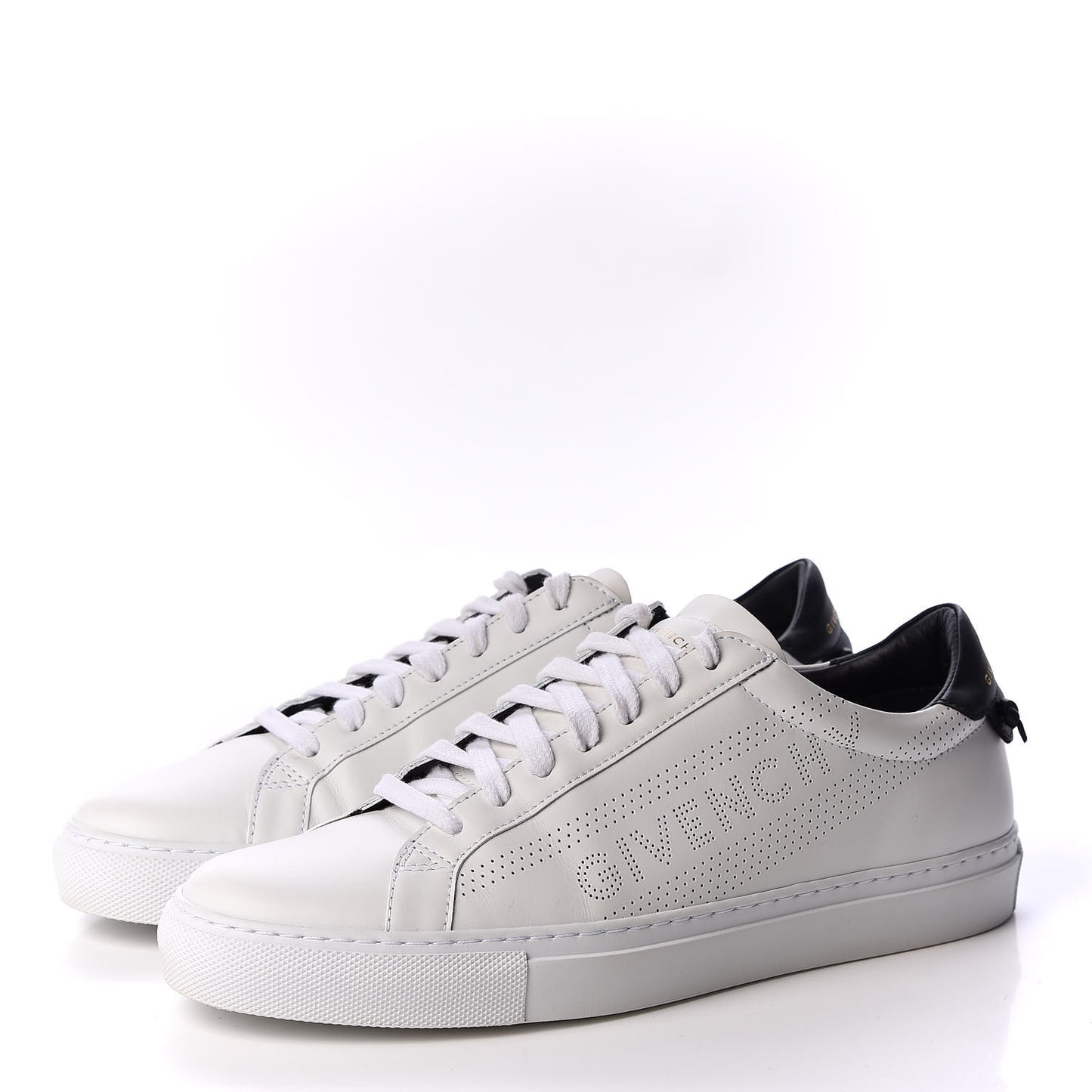 Calfskin Perforated Urban Street Sneakers 40 White