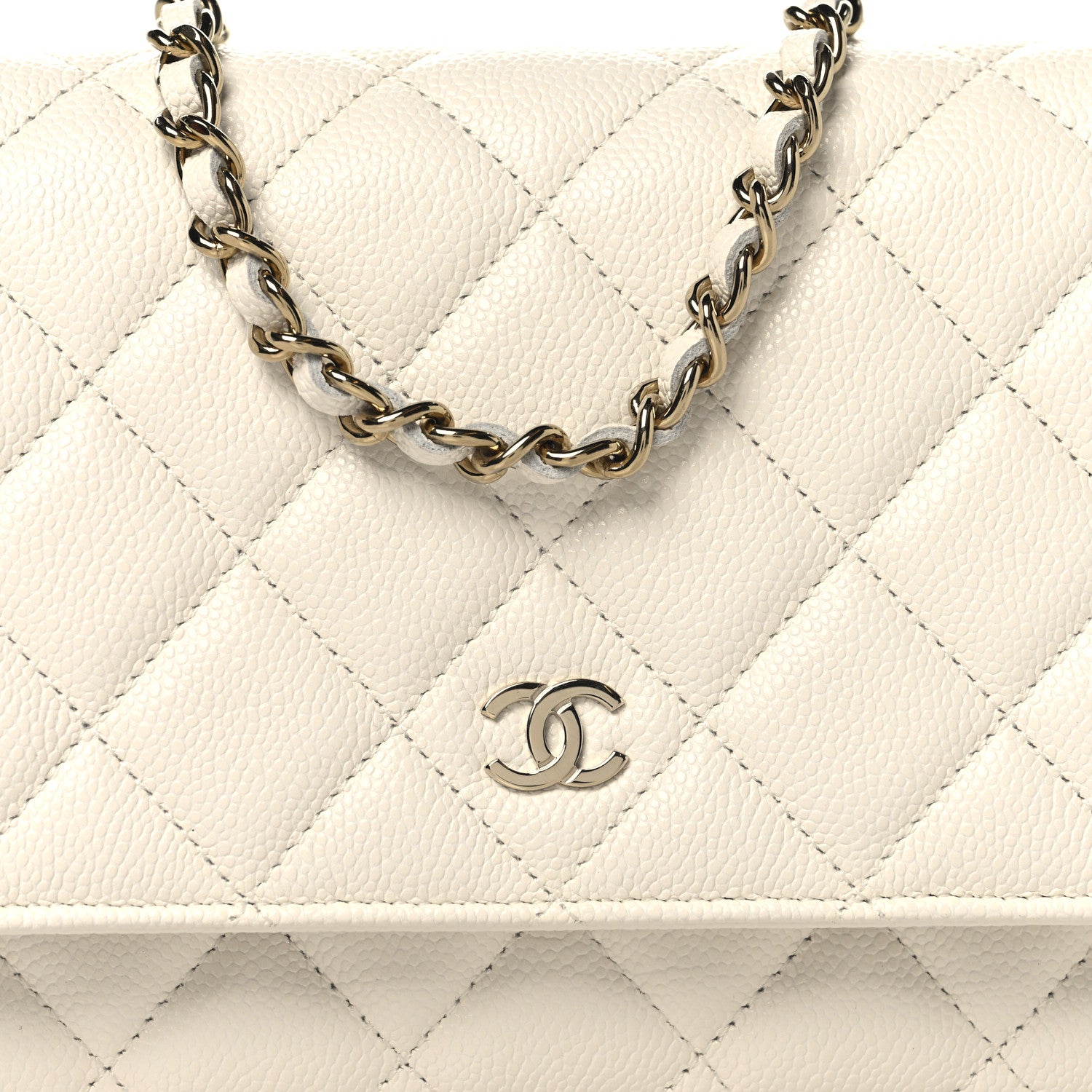 Chanel Caviar Quilted Wallet On Chain WOC White 9 of 12
