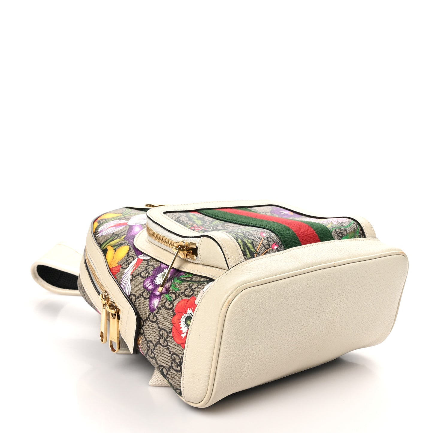 GG Supreme Monogram Flora Web Small Ophidia Day Backpack White