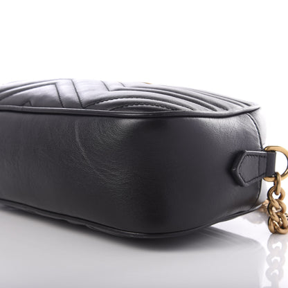 Gucci Calfskin Matelasse Small GG Marmont Chain Shoulder Bag Black 8 of 9