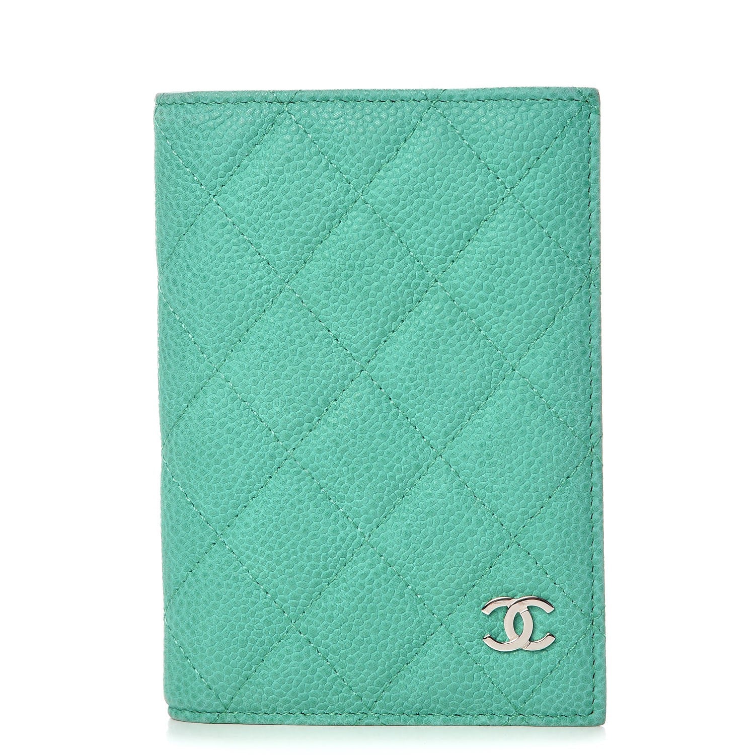 Chanel Iridescent Caviar Quilted Passport Holder Light Green 1 of 8