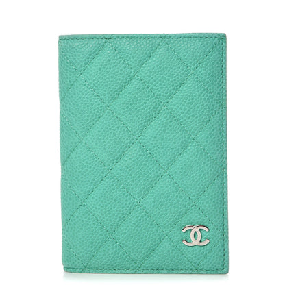 Chanel Iridescent Caviar Quilted Passport Holder Light Green 1 of 8