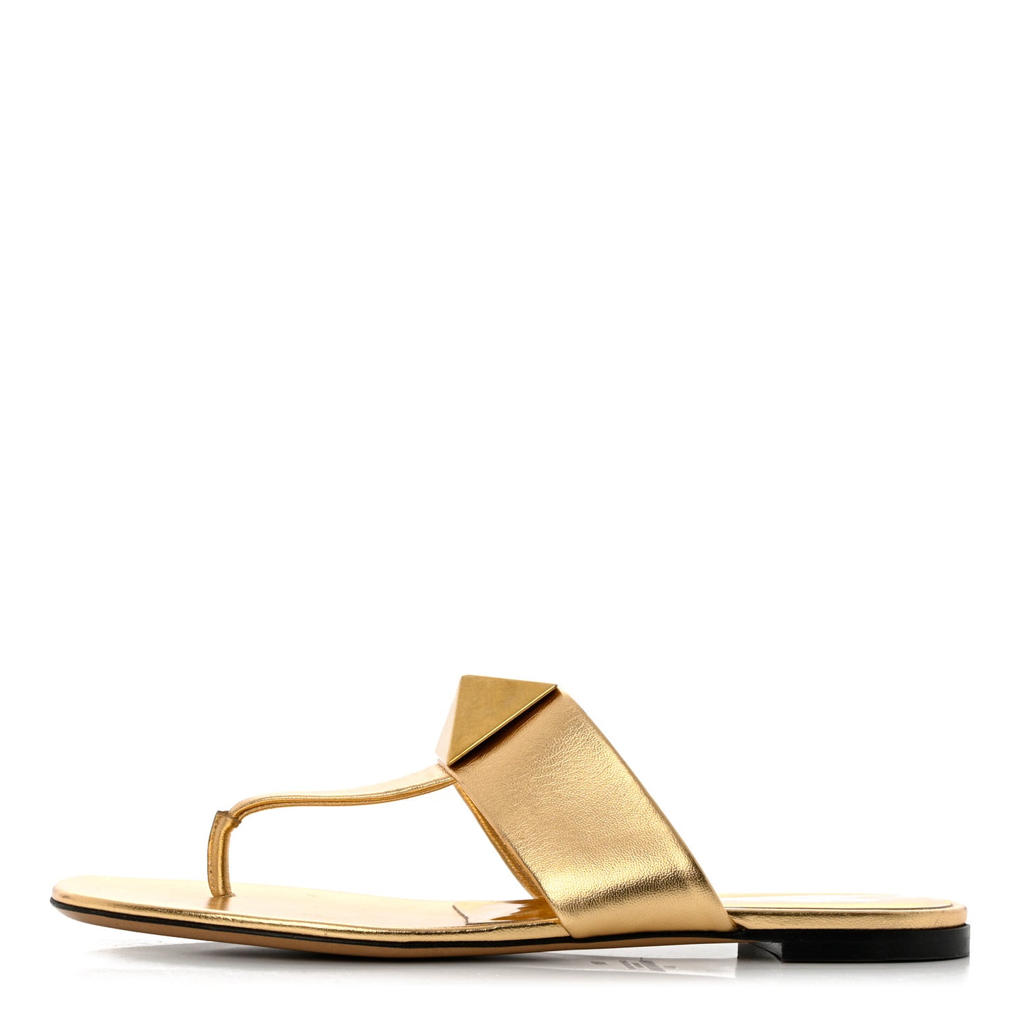 Metallic Nappa One Stud Flat Thong Sandals 40 Antique Brass