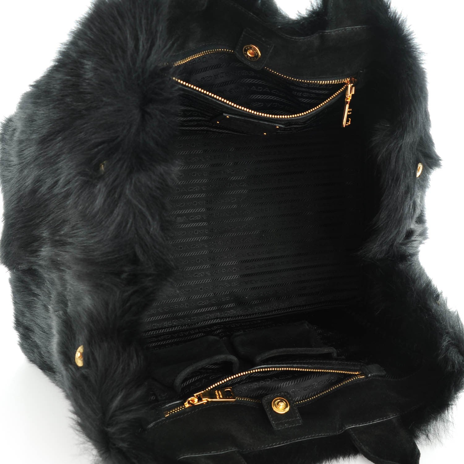 Prada Eco Lapin Faux Fur Handbag Black 6 of 9