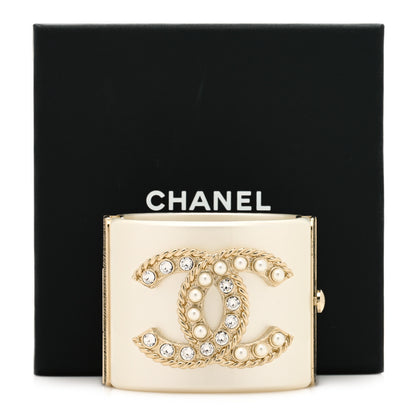 Chanel Resin Crystal Pearl April In Paris CC Cuff Beige 6 of 6