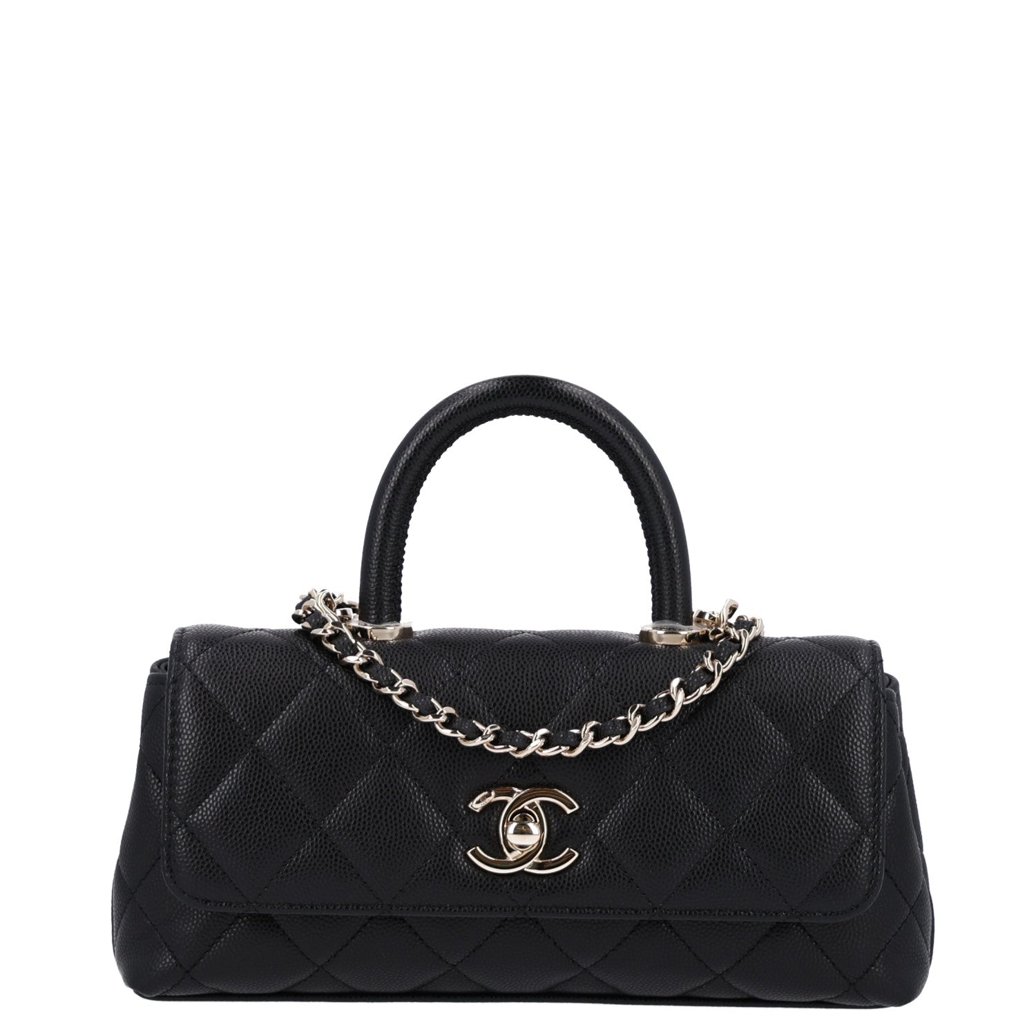 Chanel Caviar Quilted Coco Handle East West Clutch With Chain Black 1 of 11