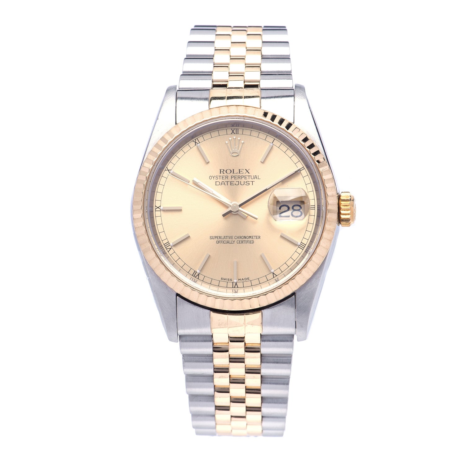 Rolex Stainless Steel 18K Yellow Gold 36mm Oyster Perpetual Datejust Watch Champagne 16233 1 of 5
