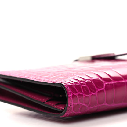 Hermes Shiny Alligator Bearn Wallet Rose Pourpre 9 of 10