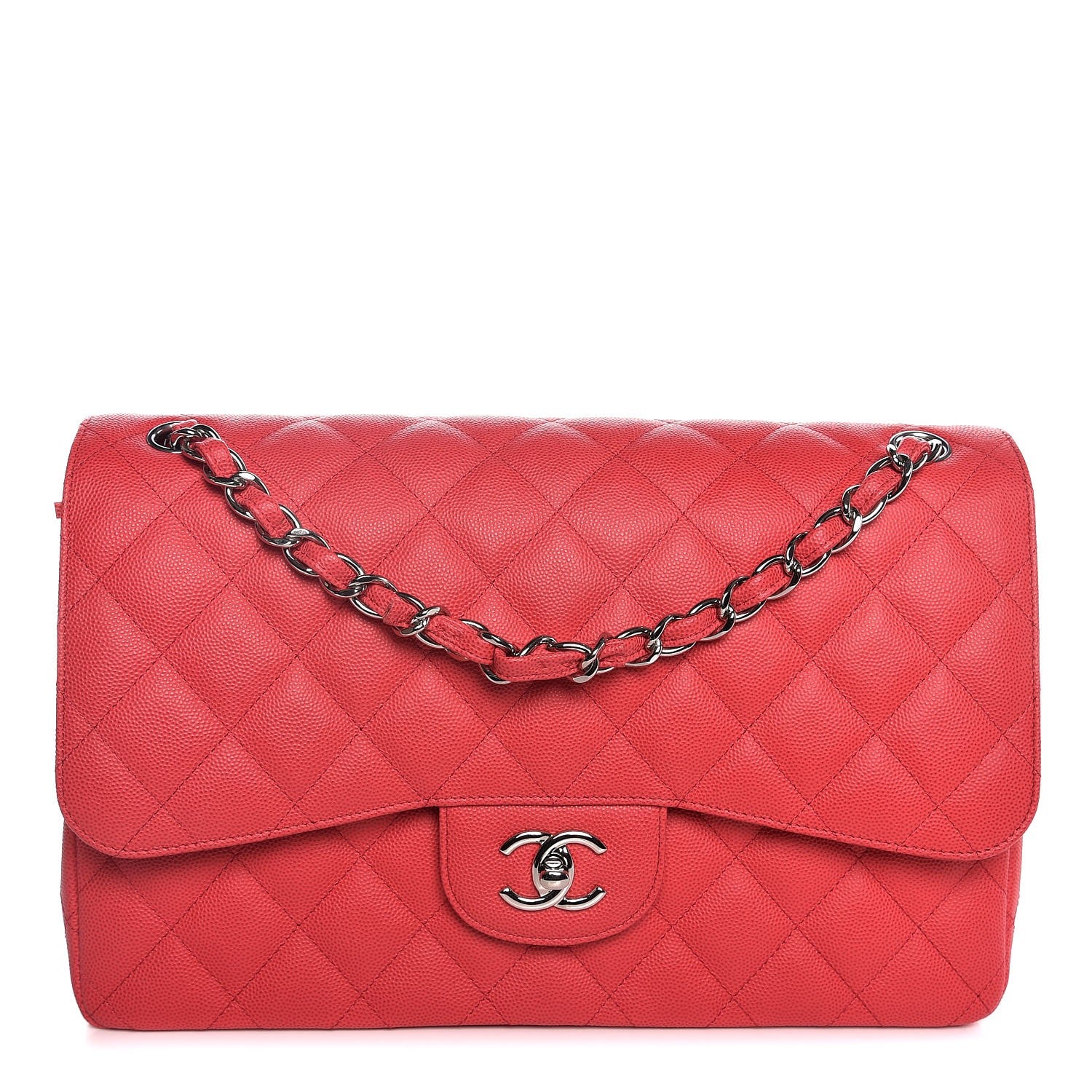 Chanel Caviar Quilted Jumbo Double Flap Red 1 of 8