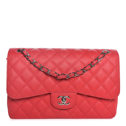 Chanel Caviar Quilted Jumbo Double Flap Red 1 of 8