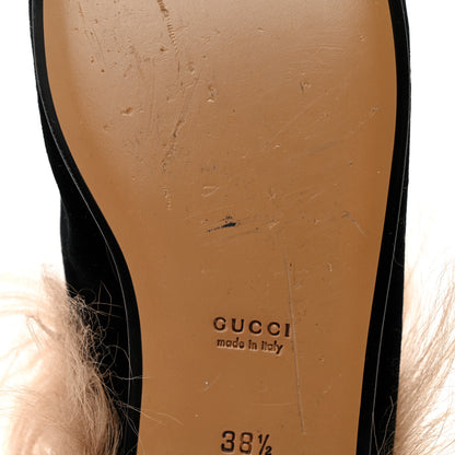 Gucci Velvet Fur Womens Princetown Slippers 38.5 Black 11 of 13