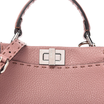Fendi Cuoio Romano Selleria Bi-Color Mini Peekaboo Iconic Satchel English Rose Camelia 9 of 9