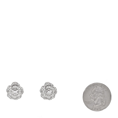 Chanel 18K White Gold Diamond Bouton de Camelia Earrings 2 of 4
