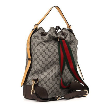 Gucci GG Supreme Monogram Neo Vintage Drawstring Bucket Backpack Beige New Acero Crop 3 of 12