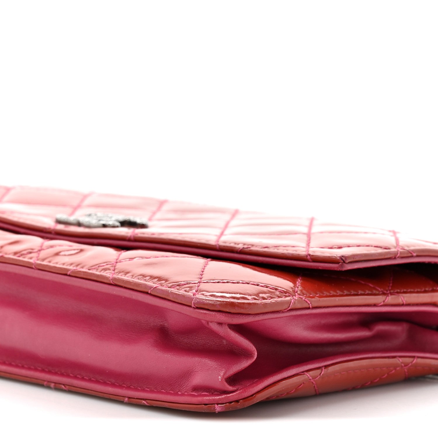 Chanel Patent Quilted Brilliant Wallet On Chain WOC Coral 10 of 16