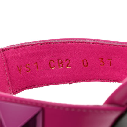 Valentino Garavani Calfskin Lacquer Monochrome Roman Stud Ankle Strap 80mm Pumps 37 Pink PP 7 of 8