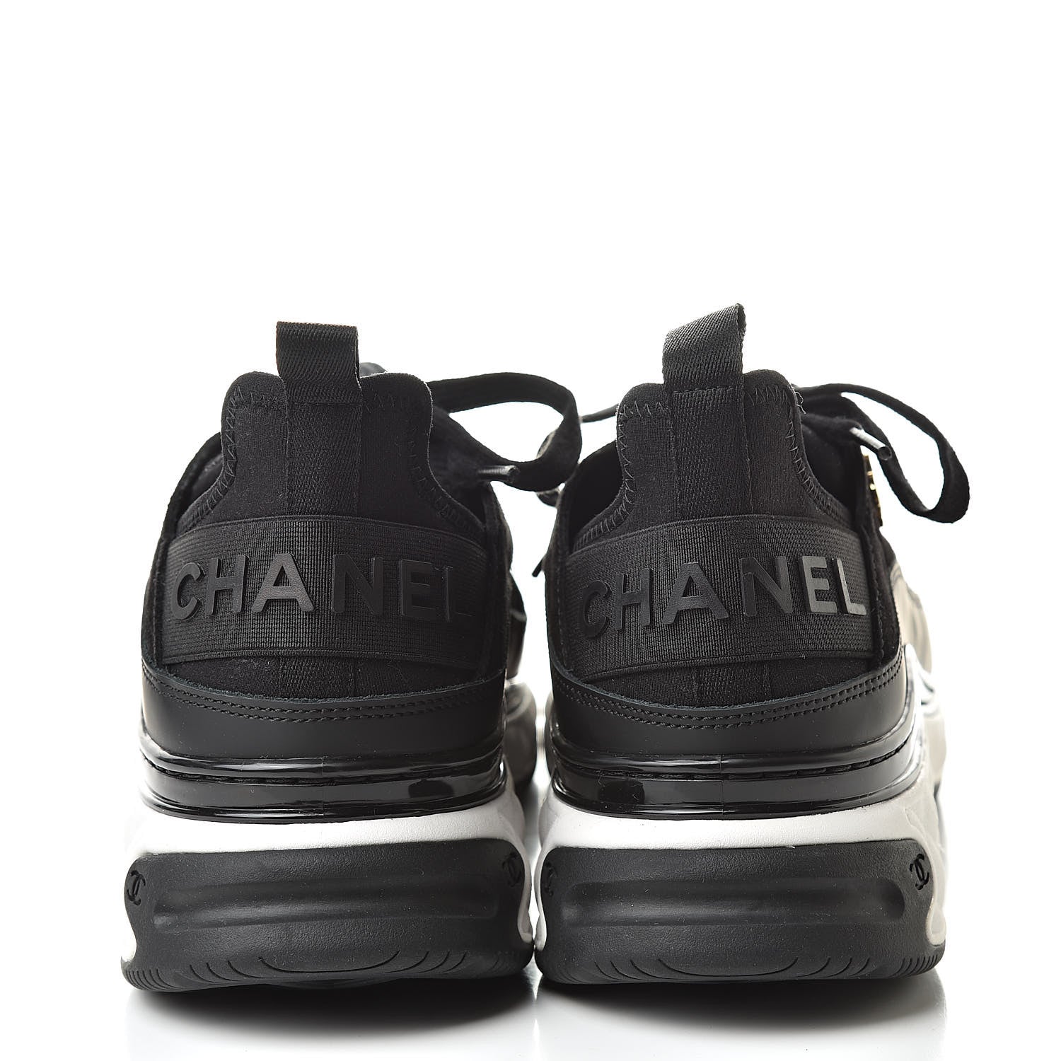 Chanel Fabric Calfskin Suede CC Sneakers 40 Black 5 of 9