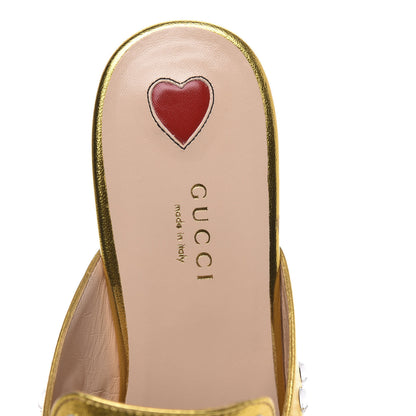 Gucci Metallic Nappa Crystal Womens Princetown Slippers 38.5 Gold 6 of 9