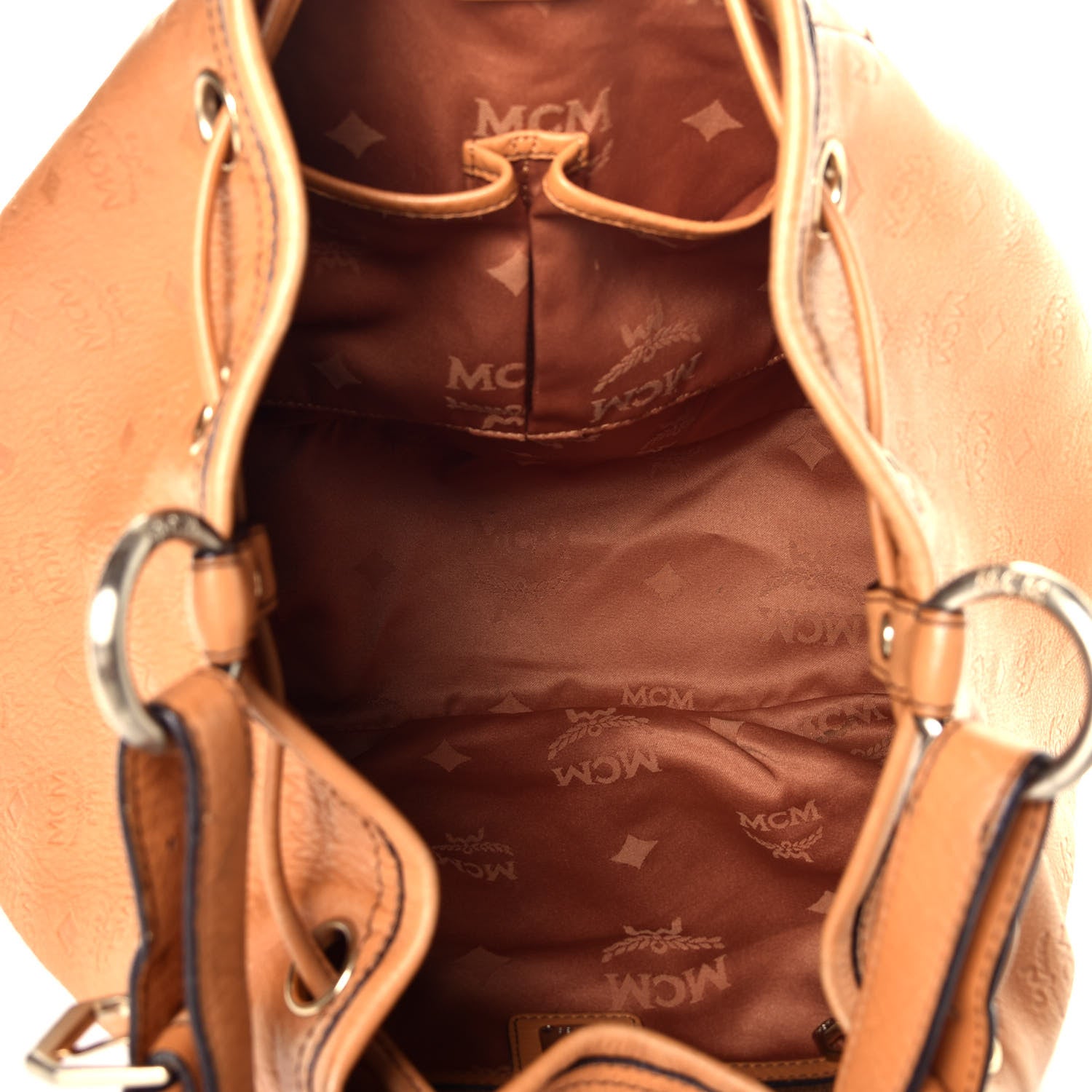 MCM Calfskin Ottomar Drawstring Shoulder Bag Sandstone 5 of 8