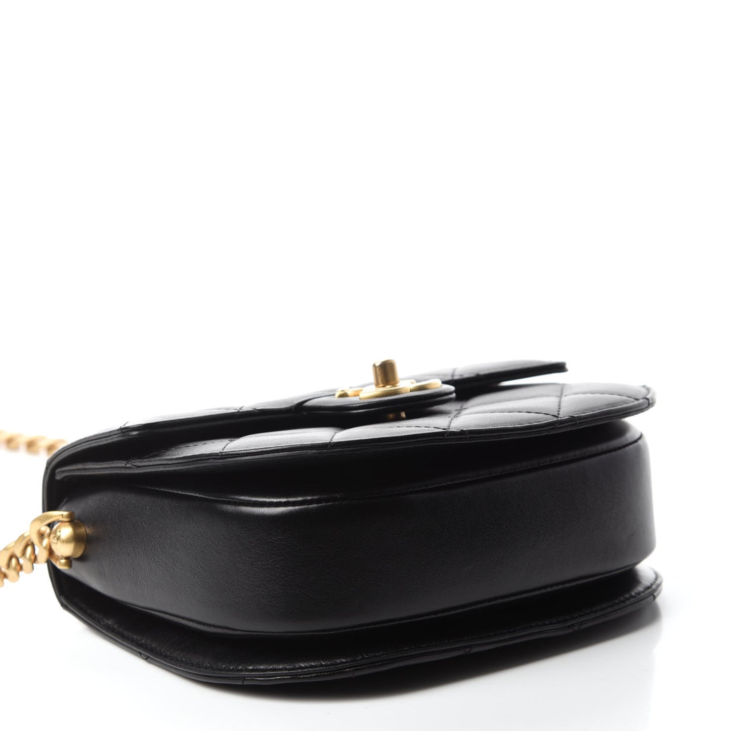 Calfskin Quilted Moon Messenger Black