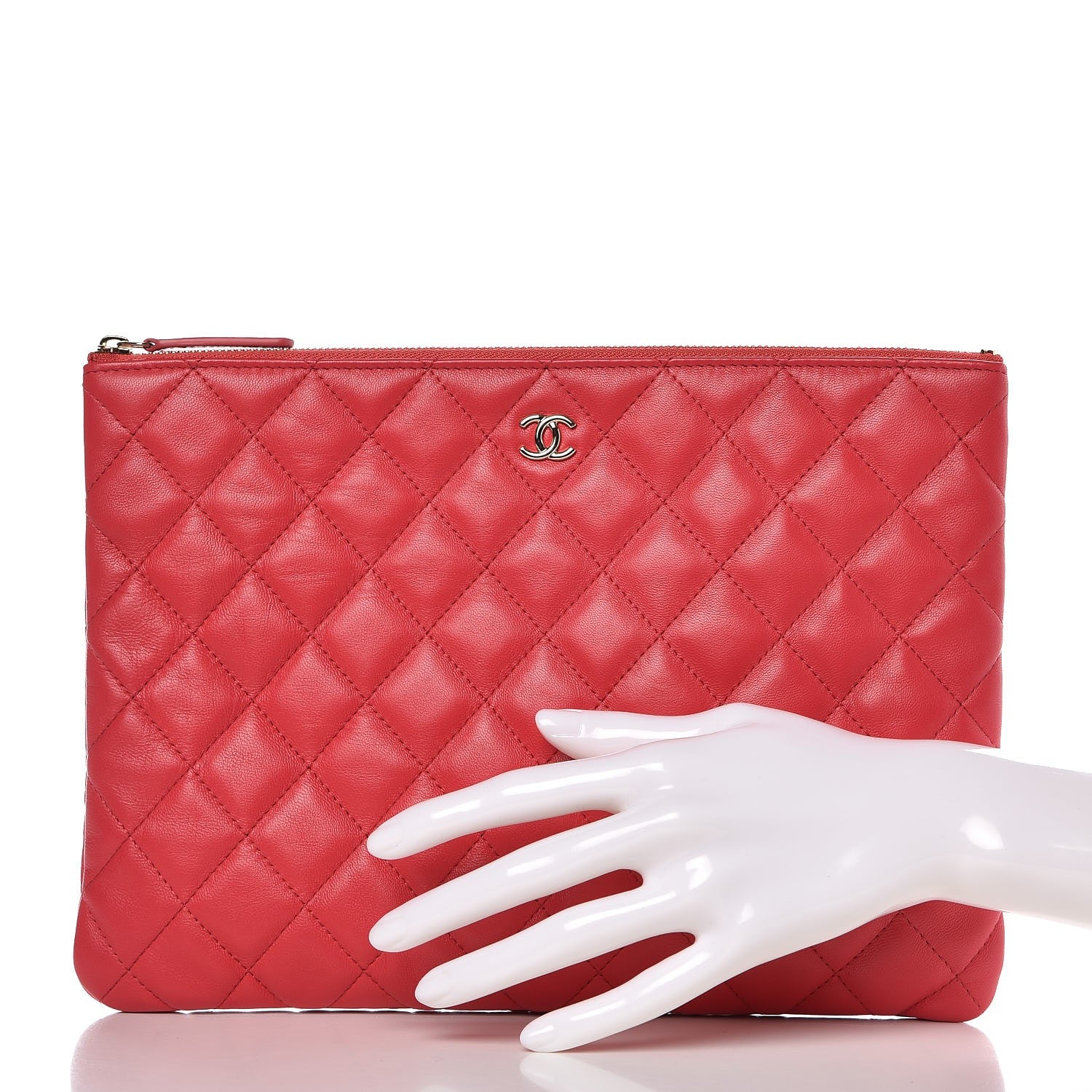Chanel Lambskin Quilted Medium Cosmetic Case Red 2 of 8