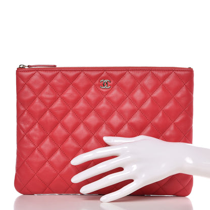 Chanel Lambskin Quilted Medium Cosmetic Case Red 2 of 8