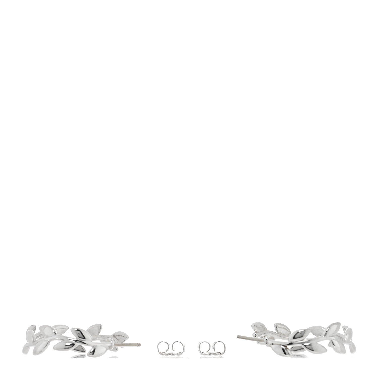 Tiffany Sterling Silver Paloma Picasso Olive Leaf Hoop Earrings 3 of 5