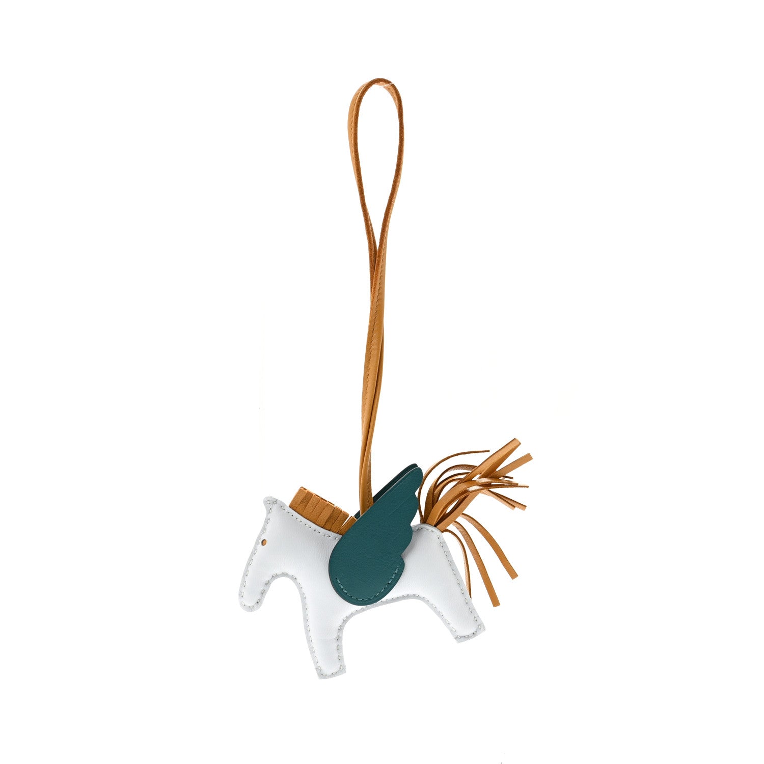 Hermes Milo Lambskin Grigri Rodeo Pegase Horse Bag Charm PM Bleu Brume Sesame Vert Bosphore 1 of 5