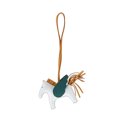 Hermes Milo Lambskin Grigri Rodeo Pegase Horse Bag Charm PM Bleu Brume Sesame Vert Bosphore 1 of 5