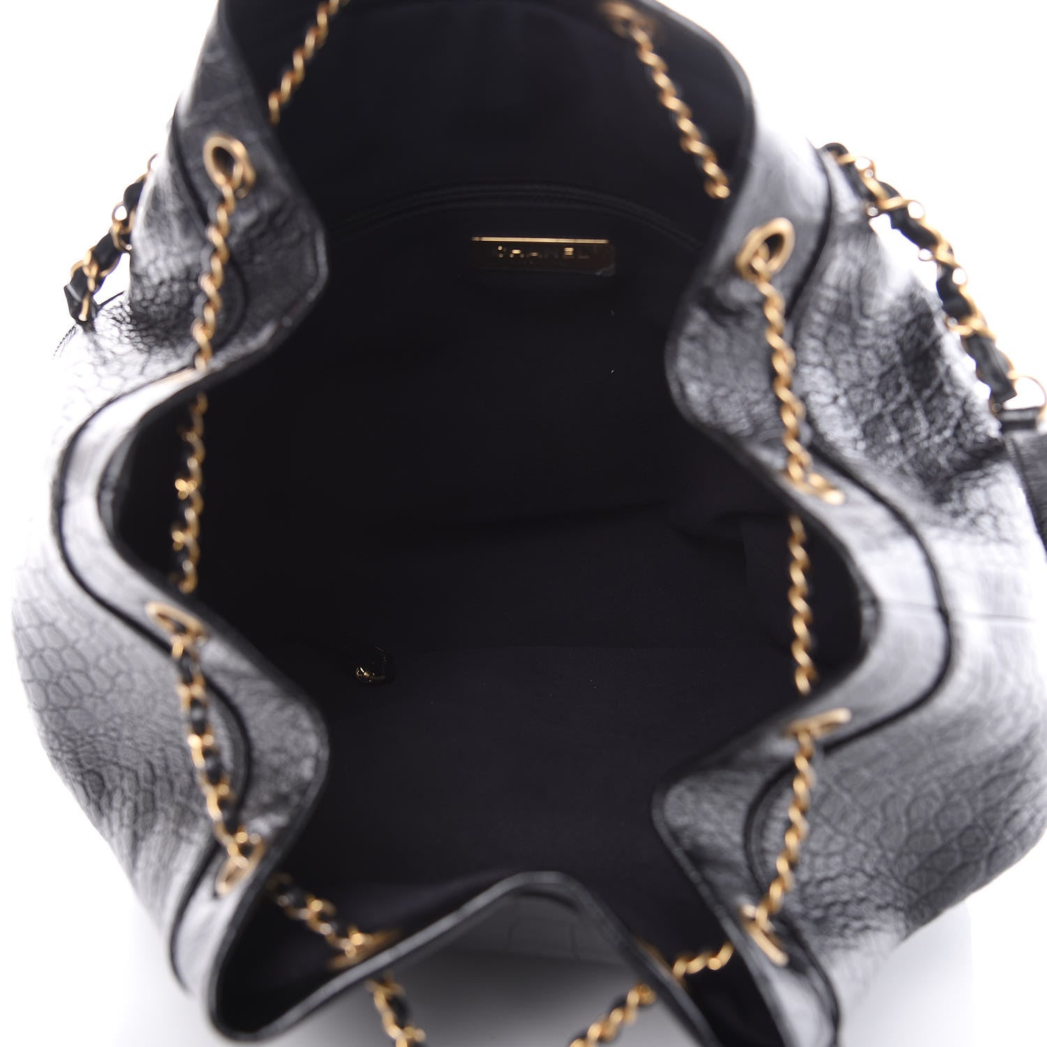 Chanel Calfskin Crocodile Embossed Large Backpack Black 6 of 10