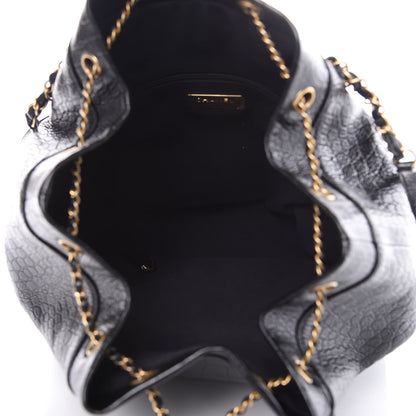 Chanel Calfskin Crocodile Embossed Large Backpack Black 6 of 10