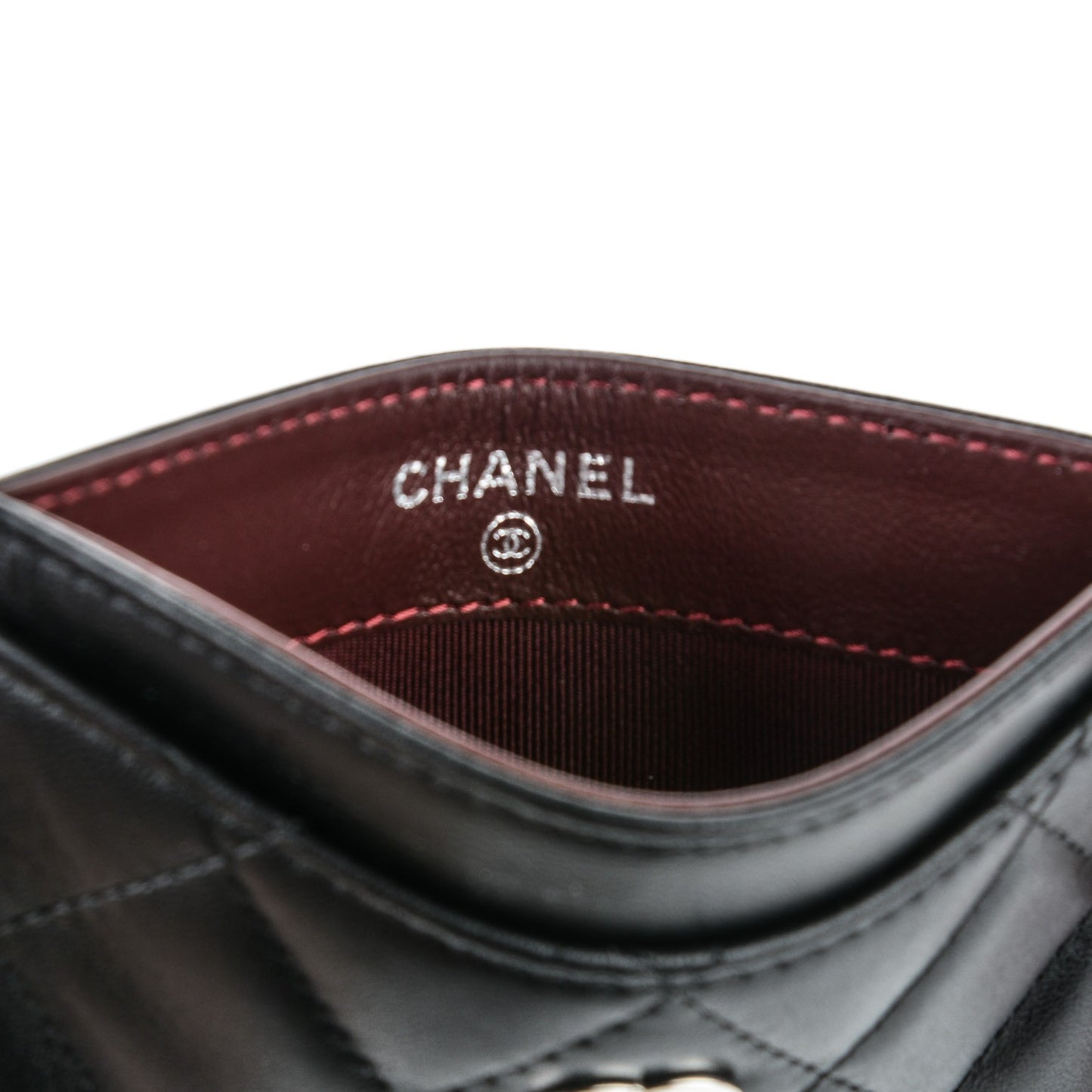 Lambskin Quilted Card Holder Black