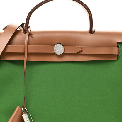 Hermes Vache Hunter Toile Herbag Zip 31 PM Bambou Natural 8 of 11