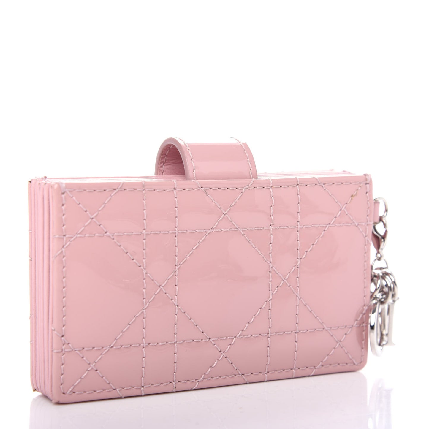 Patent Cannage Lady Dior 5-Gusset Card Holder Rose Clair