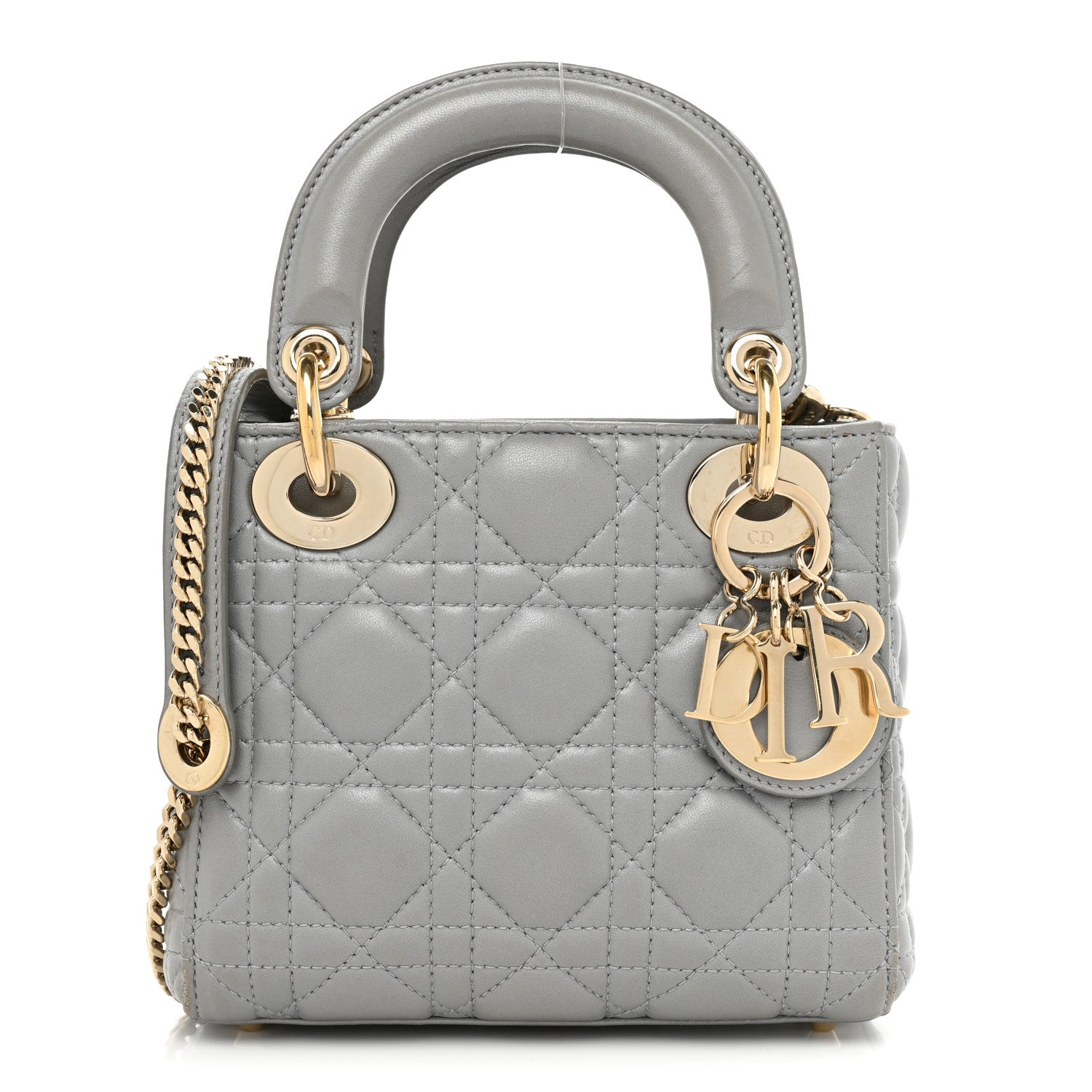 Christian Dior Metallic Lambskin Cannage Mini Lady Dior Grey 1 of 16