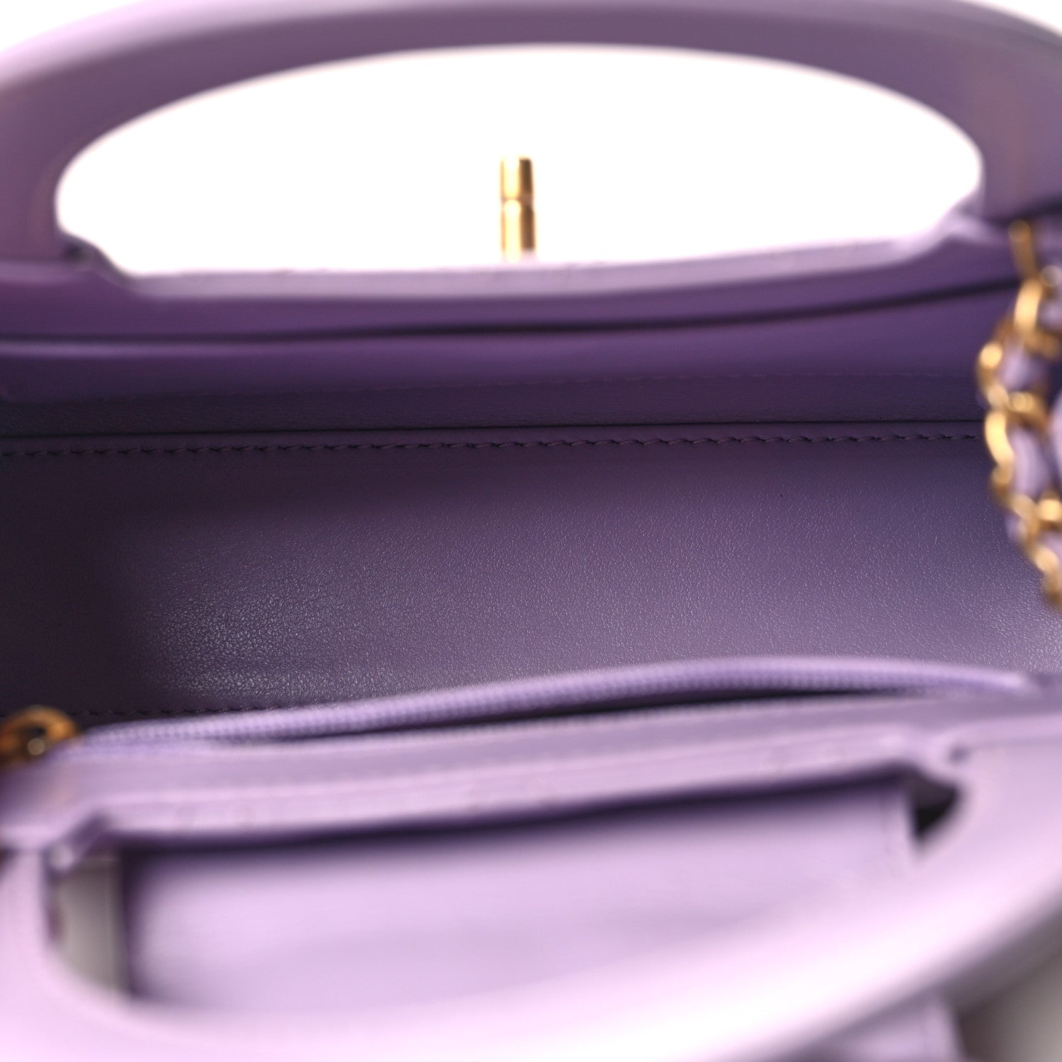 Chanel Shiny Aged Calfskin Quilted Nano Kelly Shopper Lilac 5 of 11