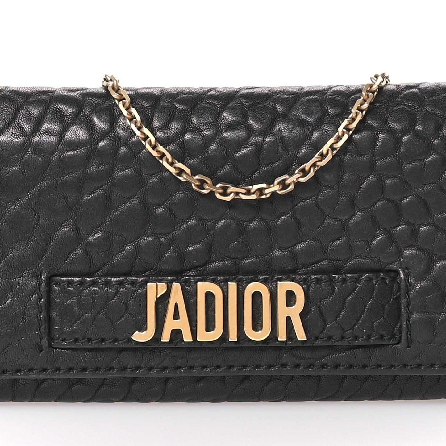 Canyon Grained Lambskin J'Adior Wallet On Chain Pouch Black