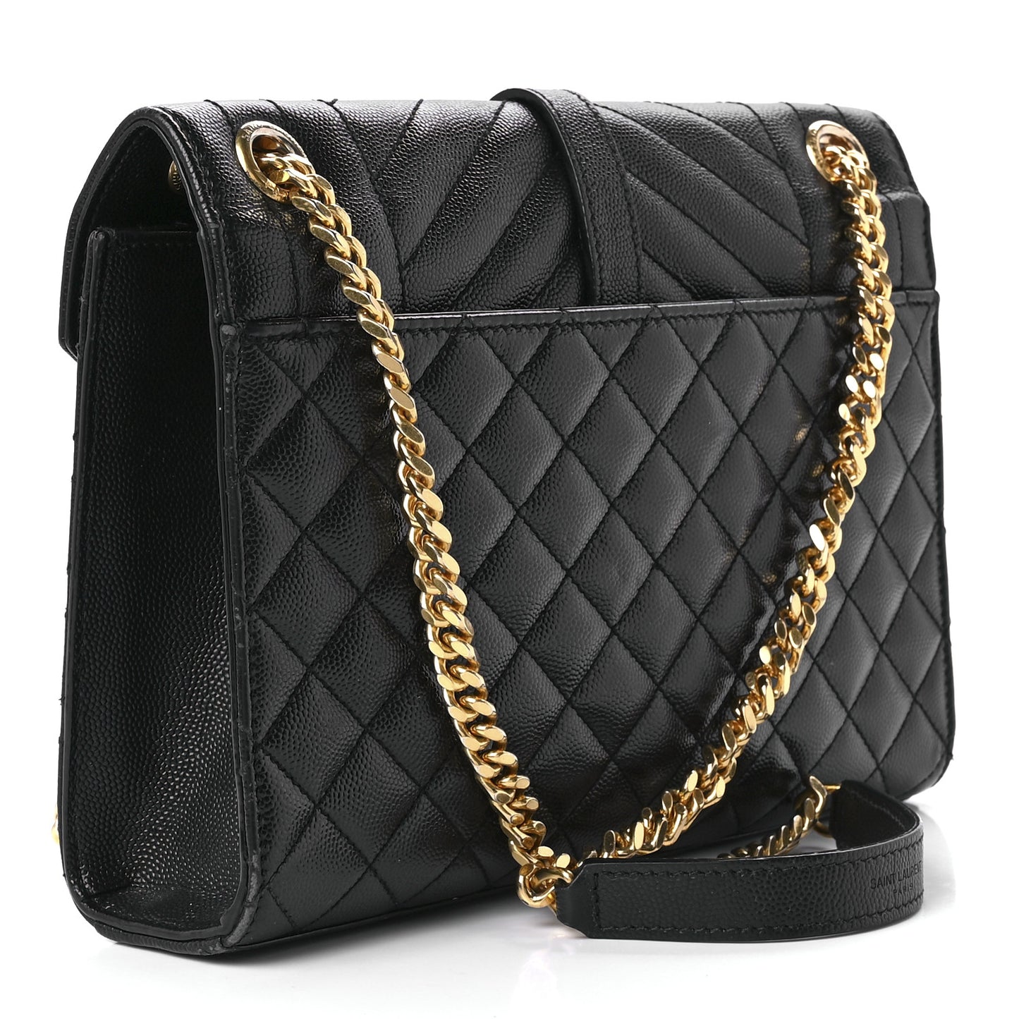 Grain De Poudre Textured Mixed Matelasse Triquilt Medium Monogram Satchel Black