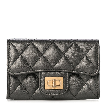 Chanel Metallic Calfskin Quilted Reissue Flap Card Holder Charcoal 1 of 12